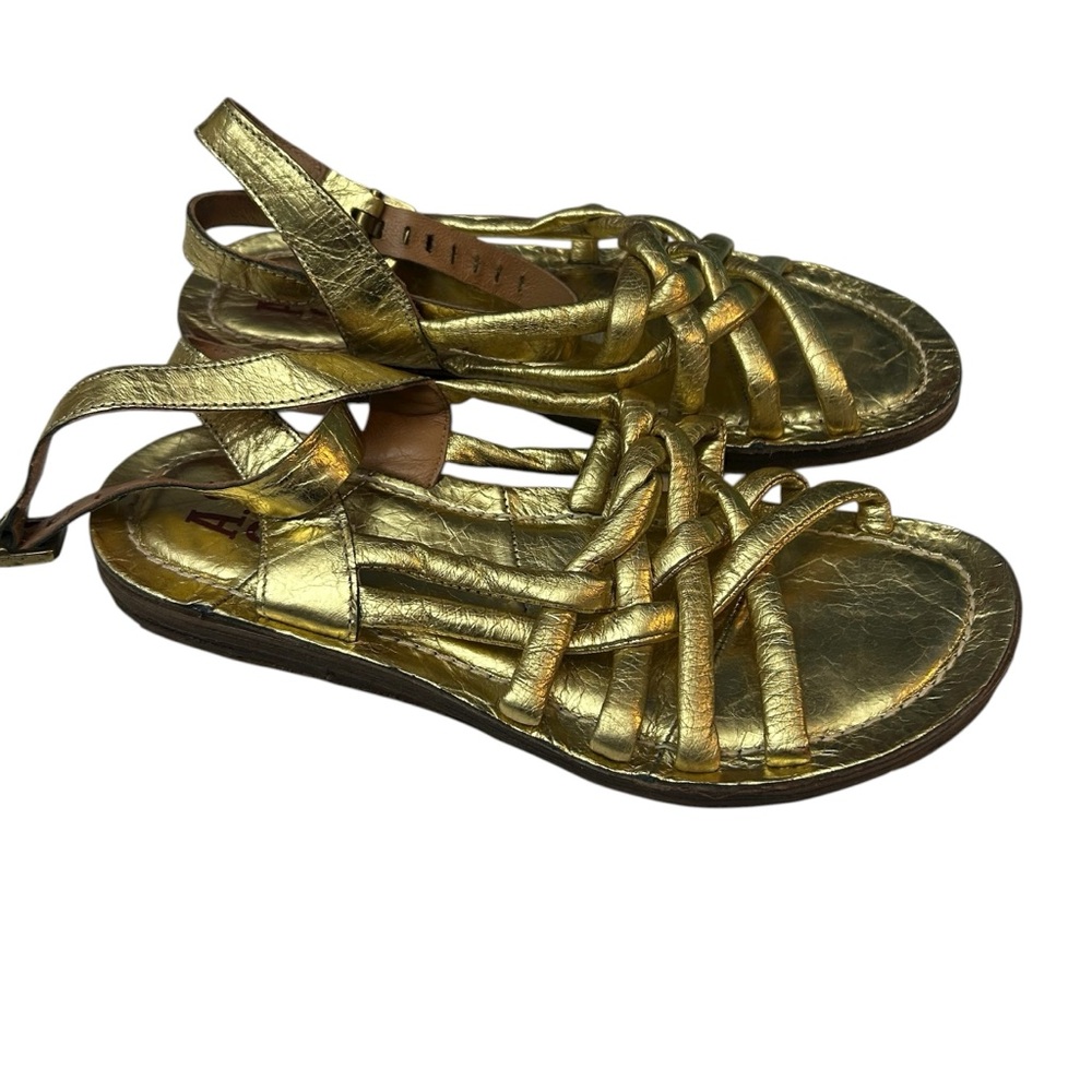 Airstep A.S.98 Gold Leather Sandals Shoes Strappy  Ramos Spartoo Size 37 US 6.5